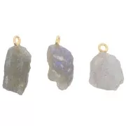 Pendente pietra grezza - pietra natale settembre Labradorite dorata in oro fino x1