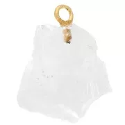 Pendente in pietra grezza birthstone ottobre Oro Cristallo di rocca fine x1