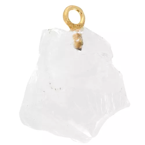 Pendente in pietra grezza birthstone ottobre Oro Cristallo di rocca fine x1