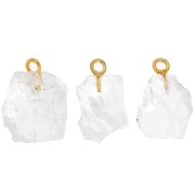 Pendente in pietra grezza birthstone ottobre Oro Cristallo di rocca fine x1