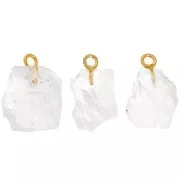 Pendente in pietra grezza birthstone ottobre Oro Cristallo di rocca fine x1