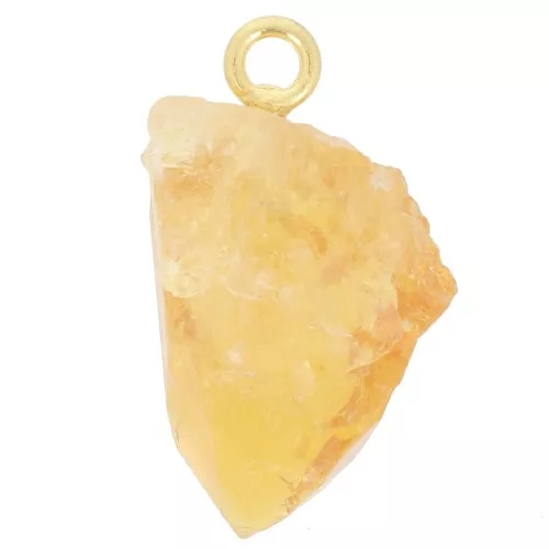 Pendente con pietra grezza - pierre de naissance Novembre - Oro fino - Citrino x1
