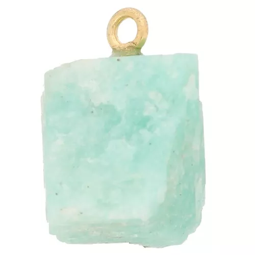Pendente in pietra grezza - Pietra natale di dicembre - Oro fino - Amazzonite x1