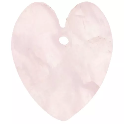 Pendente cuore piatto 19x16 mm - Quarzo rosa x1