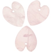 Pendente cuore piatto 19x16 mm - Quarzo rosa x1