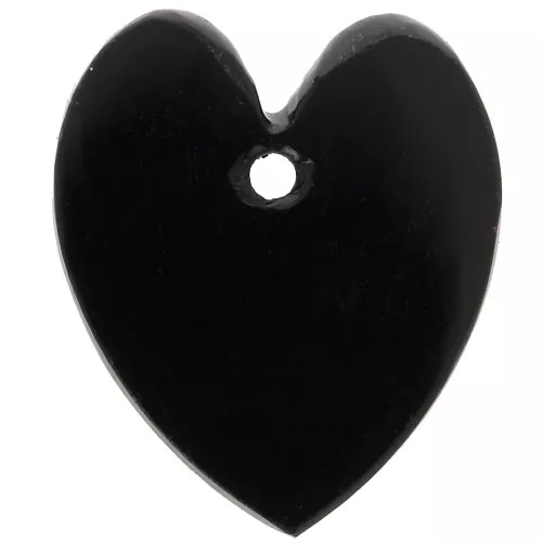 Pendente cuore piatto in pietra colorata 19x16 mm - Onice nero x1