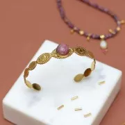 Cabochon tondo sfaccettato rotondo da 10 mm - Rodonite x1