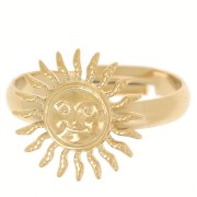 Anello solare regolabile - motivo del viso - acciaio inossidabile 304L dorato x1|raw }}