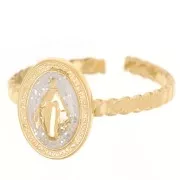 Anello regolabile religioso da T.52 a T58 Acciaio inox 304L dorato - Bianco