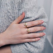 Anello regolabile religioso da T.52 a T58 Acciaio inox 304L dorato - Bianco