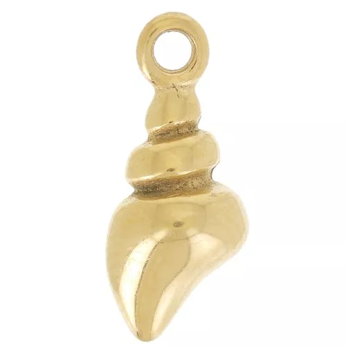 Ciondolo conchiglia 14x6 mm - Acciaio inossidabile 316L dorato x1