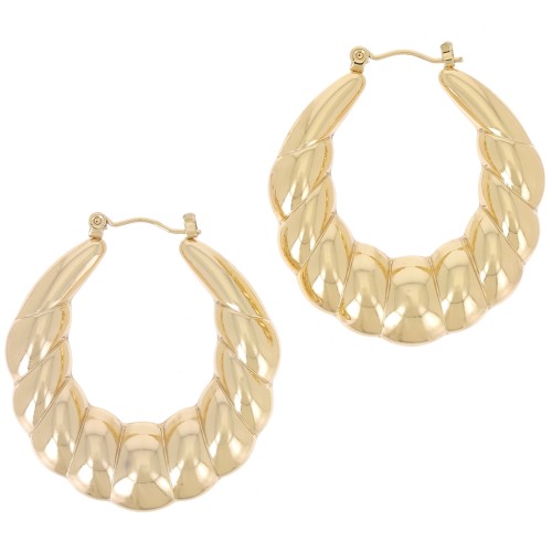 Orecchini cerchio ritorti curvi - 40 mm - Acciaio inossidabile 316L dorato x2