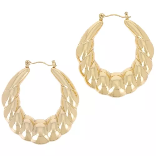 Orecchini cerchio ritorti curvi - 40 mm - Acciaio inossidabile 316L dorato x2