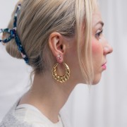 Orecchini cerchio ritorti curvi - 40 mm - Acciaio inossidabile 316L dorato x2