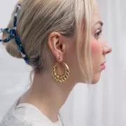 Orecchini cerchio ritorti curvi - 40 mm - Acciaio inossidabile 316L dorato x2