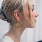 Orecchini a cerchio tondi martellati - 42 mm - Acciaio inossidabile 316L dorato x2