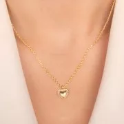 Pendente cuore lavorato 13x10 mm - placcato oro 3 micron x1