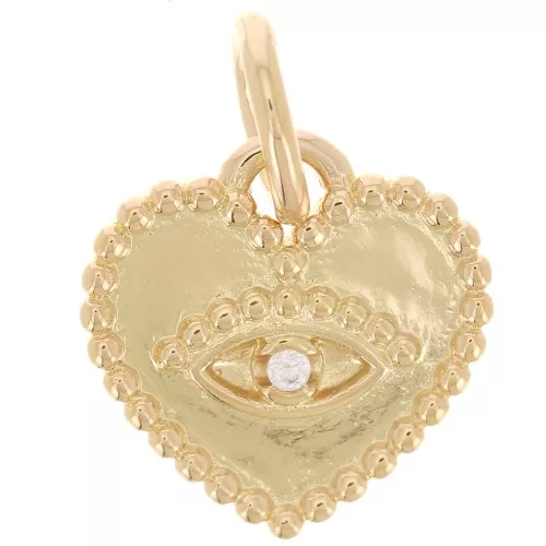 Pendente cuore occhio da 11mm ossido di zirconio - placcato oro 3 micron x1