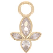 Pendente a petalo 18x11 mm con ossidi di zirconio - placcato oro 3 micron x1