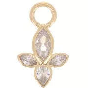 Pendente a petalo 18x11 mm con ossidi di zirconio - placcato oro 3 micron x1