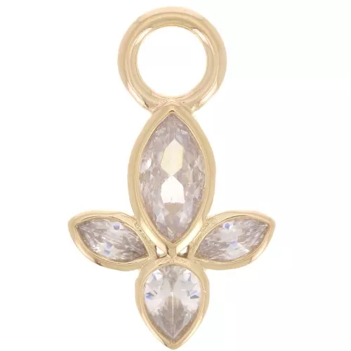 Pendente a petalo 18x11 mm con ossidi di zirconio - placcato oro 3 micron x1