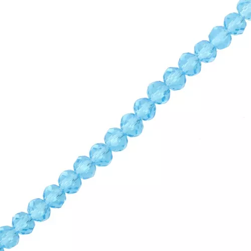 Perline sfaccettate rotonde - tonde appiattite 4x3,5 mm - Acquamarina x40cm