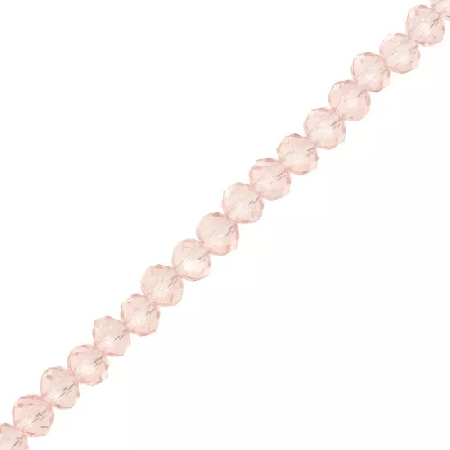Perla sfaccettata rotonda - rotonda appiattita - 4x3,5 mm Rosa chiaro x40cm