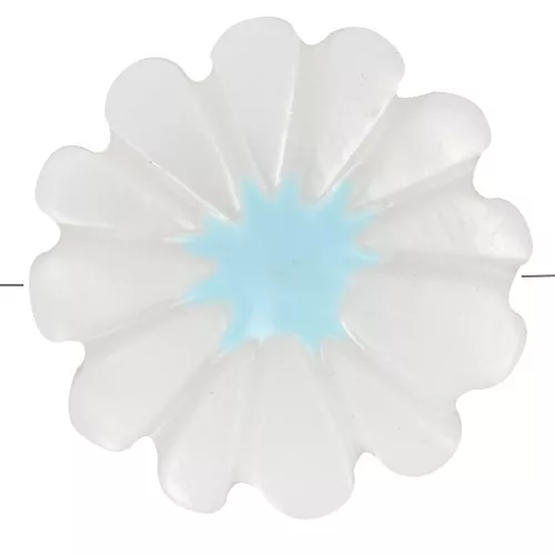 Perlina fiore di madreperla 12 mm - Bianco - Blu x1