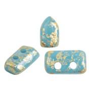Perle di vetro Piros® da Puca® 2x5 mm - Opaque Aqua Gold Splash x10g