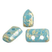 Perle di vetro Piros® da Puca® 2x5 mm - Opaque Aqua Gold Splash x10g