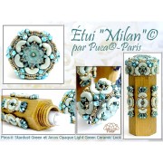 Perle di vetro Piros® da Puca® 2x5 mm - Opaque Aqua Gold Splash x10g