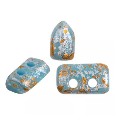 Perle di vetro Piros® da Puca® 2x5 mm - Opaque Aqua Tweedy x10g