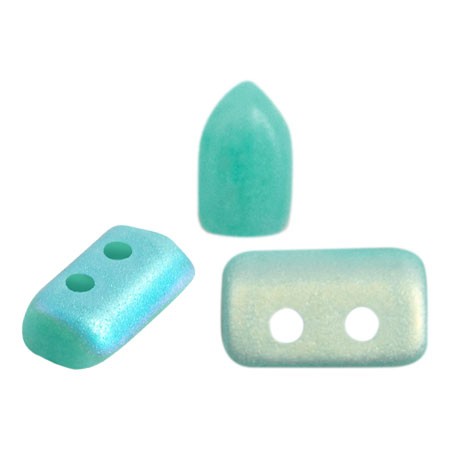 Perle di vetro Piros® da Puca® 2x5 mm - Opaque Green Turquoise Mat AB x10g
