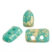 Perle di vetro Piros® da Puca® 2x5 mm - Op Green Turquoise Gold Splash Mat x10g