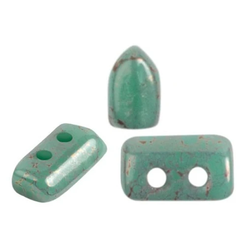 Perle di vetro Piros® da Puca® 2x5 mm - Op Green Turquoise Red Terracotta x10g