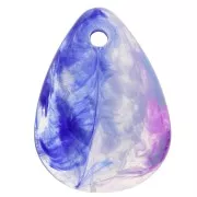 Zecchini forma di petalo di fiore curvo da 17 mm in acrilico - Blu Viola Marmo x15