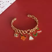 Ciondolo renna di Natale 13x15 mm Resina - Acciaio inox 316L dorato - Marrone x1