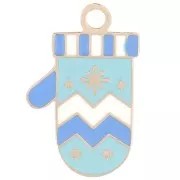 Ciondolo a forma di guanto di Natale 18x11 mm Resina epossidica - Acciaio inossidabile 316L - Blu x1