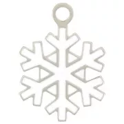 Ciondolo a fiocco di neve da 12 mm - Resina epossidica - Acciaio inox 316L - Bianco x1