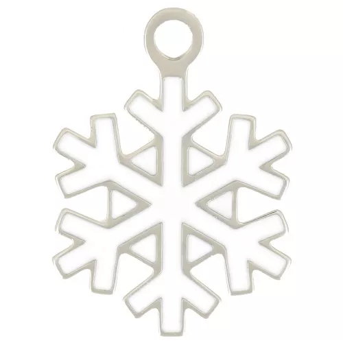 Ciondolo a fiocco di neve da 12 mm - Resina epossidica - Acciaio inox 316L - Bianco x1