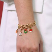 Ciondolo albero di Natale 17x12 mm - Resina - Acciaio inox 316L dorato - Bianco x1