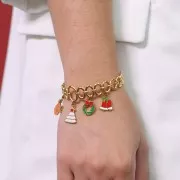 Ciondolo corona di Natale 11 mm in resina- acciaio inox 316L dorato- verde x1