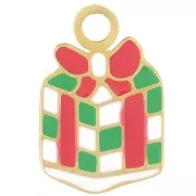 Ciondolo regalo di Natale 14x9 mm Resina epossidica - Acciaio inox 316L dorato x1