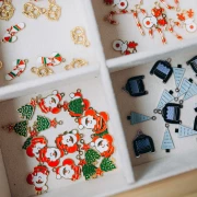 Ciondolo natalizio 18x15 mm Resina epossidica - Acciaio inossidabile 316L - Nero x1