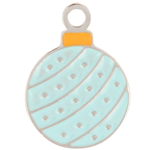 Ciondolo a forma di gingillo natalizio da 12 mm Resina epossidica - Acciaio inossidabile 316L - Blu x1