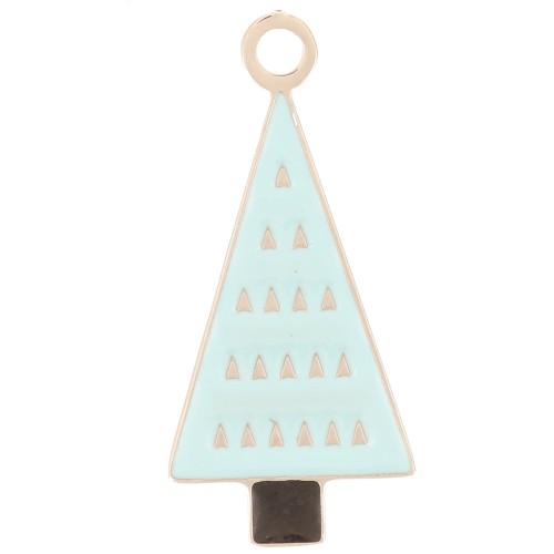 Ciondolo albero di Natale 21x9 mm - Resina epossidica - Acciaio inossidabile 316L - Blu x1