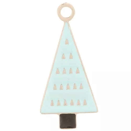 Ciondolo albero di Natale 21x9 mm - Resina epossidica - Acciaio inossidabile 316L - Blu x1