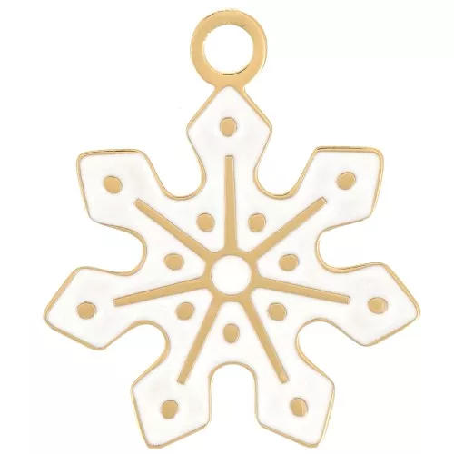 Ciondolo a forma di fiocco di neve da 16 mm - Resina epossidica - Acciaio inossidabile 316L - Bianco x1