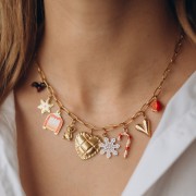 Ciondolo a forma di fiocco di neve da 16 mm - Resina epossidica - Acciaio inossidabile 316L - Bianco x1