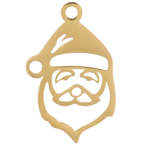 Pendente traforato Babbo Natale 23x14 mm - Acciaio inossidabile 316L dorato x1
